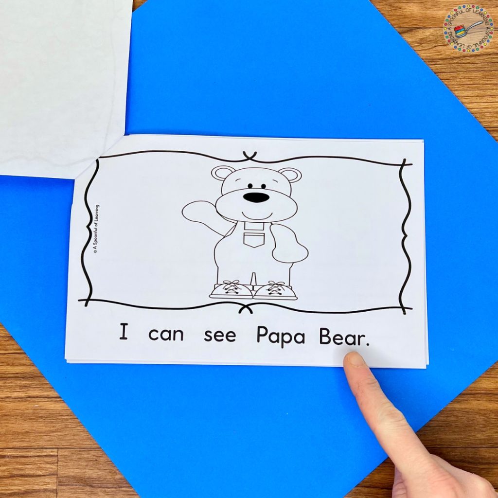 I can see Papa Bear page of a mini-reader