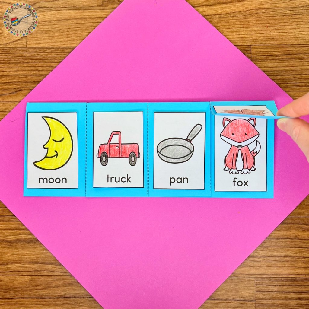 Lifting the flap on a rhyming word flip book