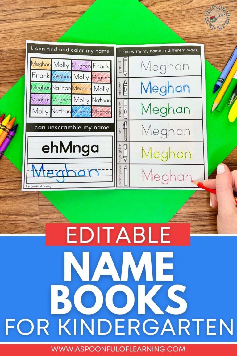 Editable Name Book for Kindergarten - A Spoonful of Learning