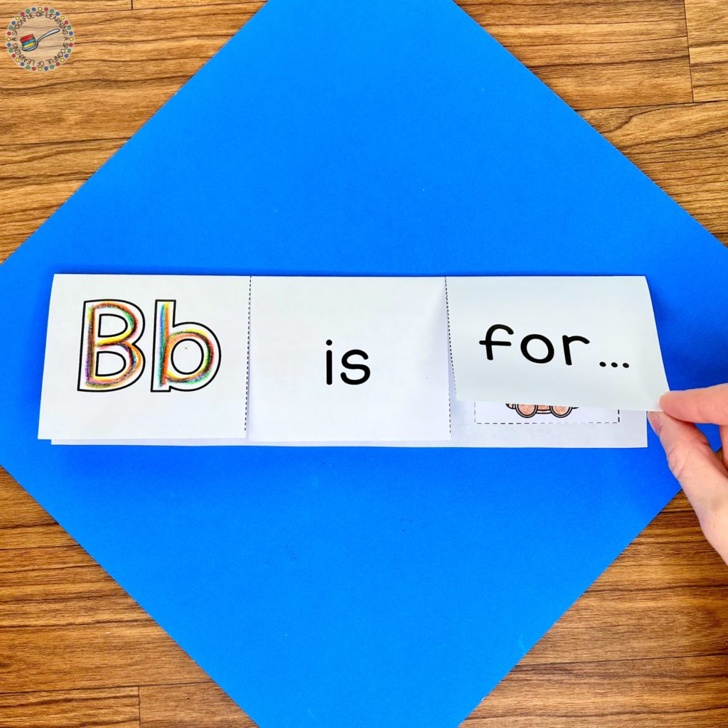 Letter B flipbook with three flaps