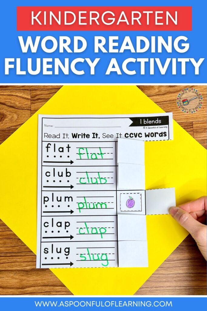 Kindergarten word reading fluency activity