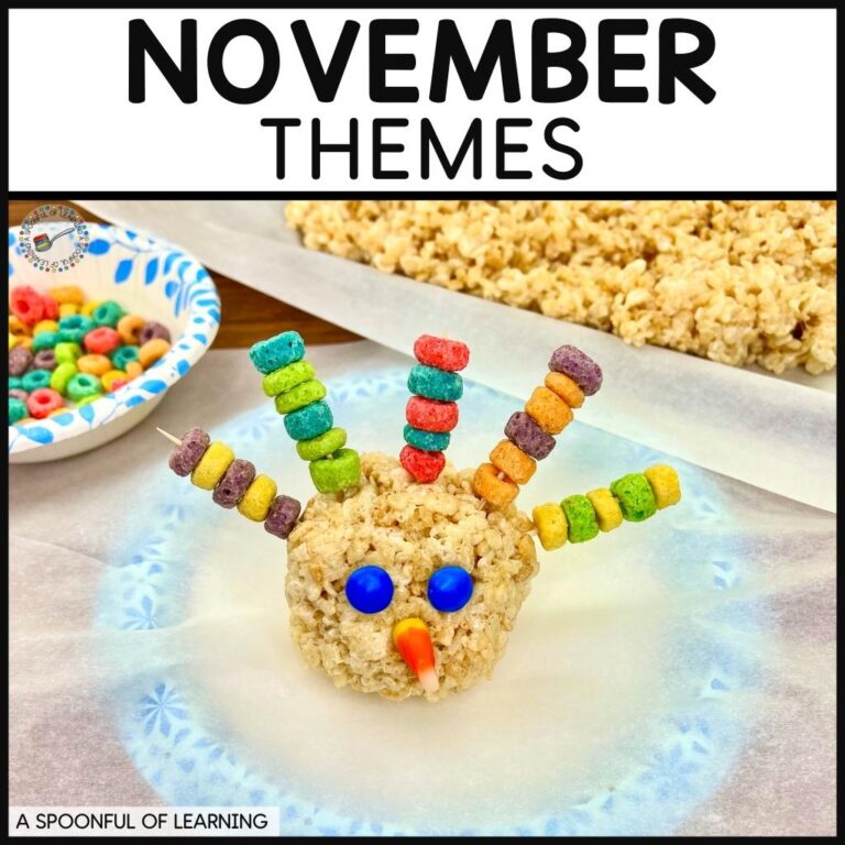 A turkey treat made with rice krispies and a pattern for feathers made put of cereal.