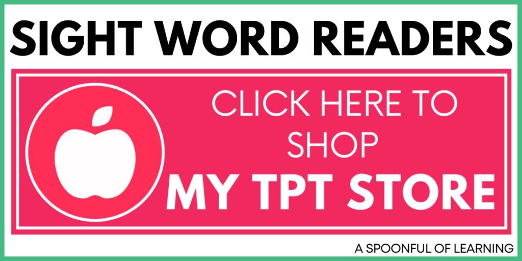 Sight Word Readers - Click Here to Shop My TPT Store