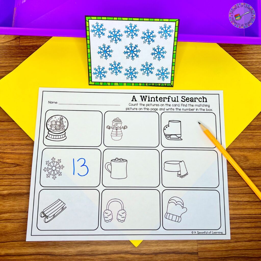 Counting winter objects and writing the number