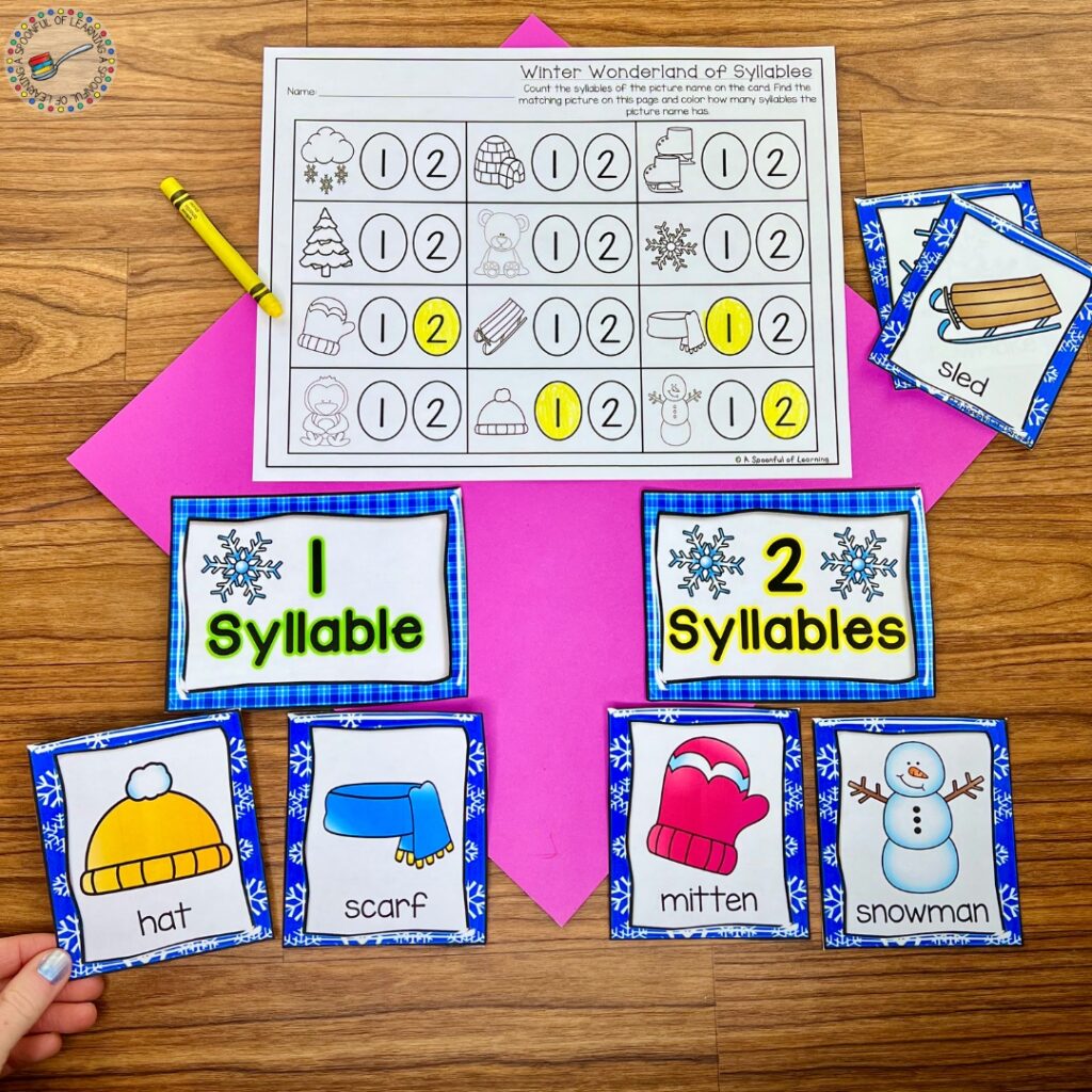 Sorting pictures based on syllables