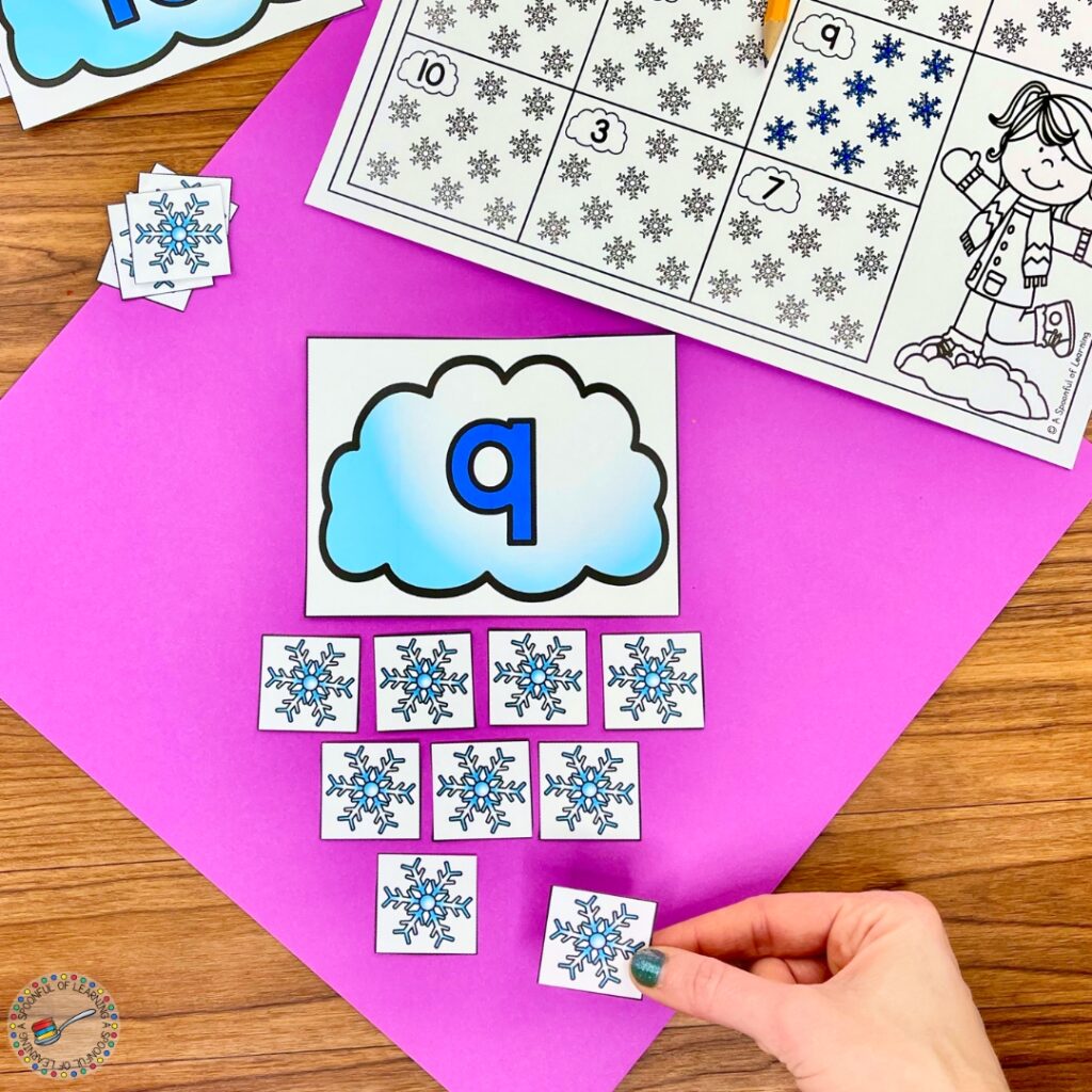 Adding snowflakes under a numbered cloud