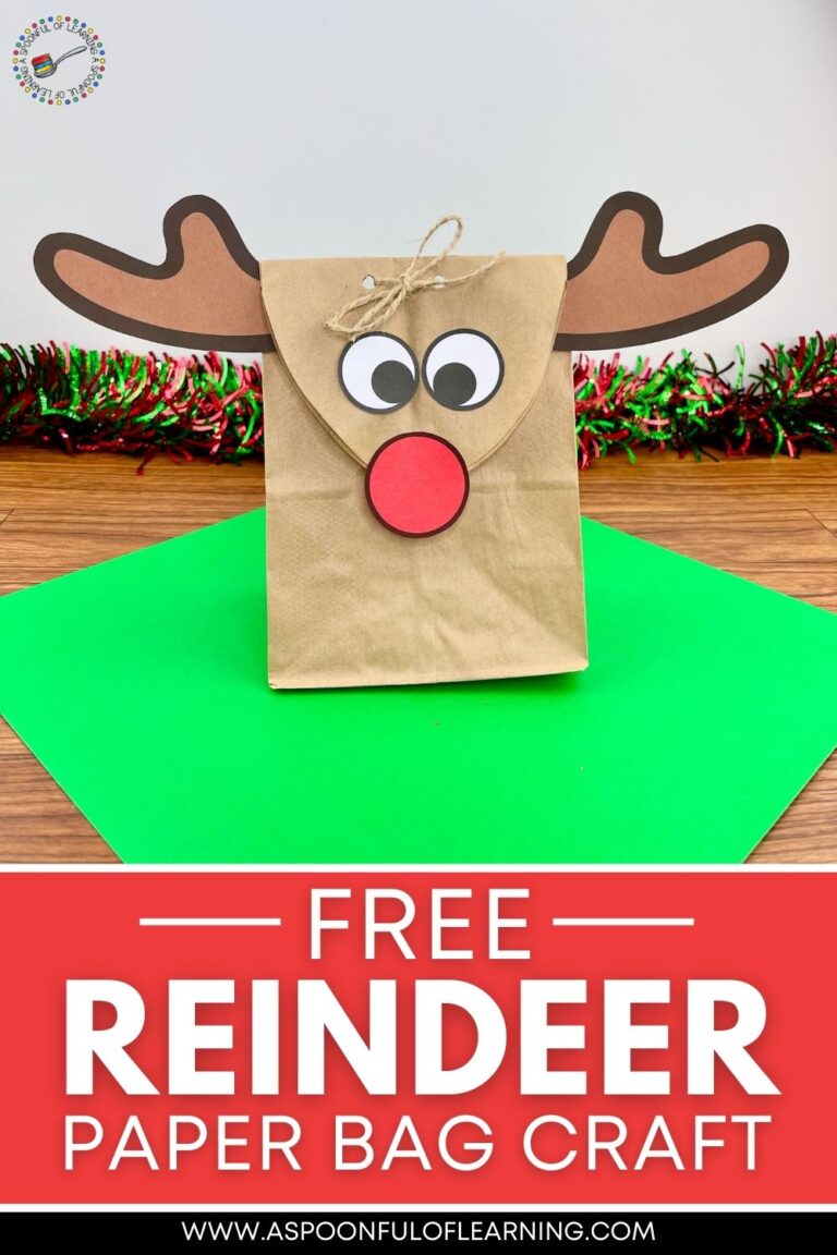 Free Paper Bag Reindeer Craft - A Spoonful of Learning