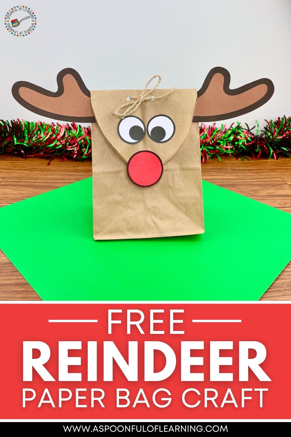 Free Paper Bag Reindeer Craft A Spoonful of Learning