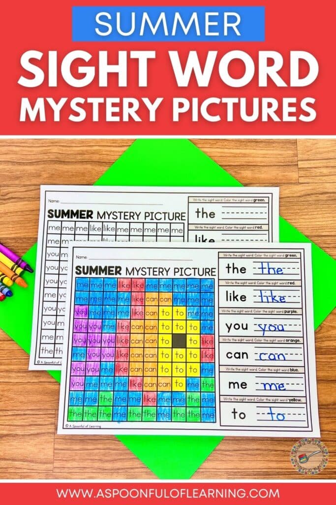 Summer Sight Word Mystery Pictures