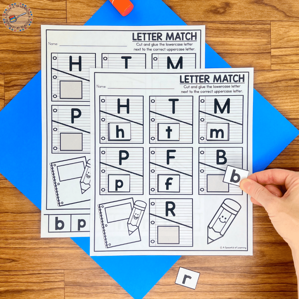 Letter match cut and paste activity