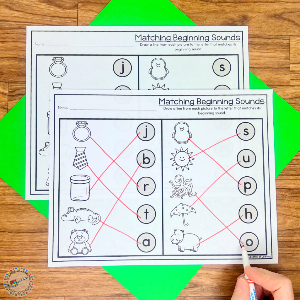 Matching Beginning Sounds Homework Activity