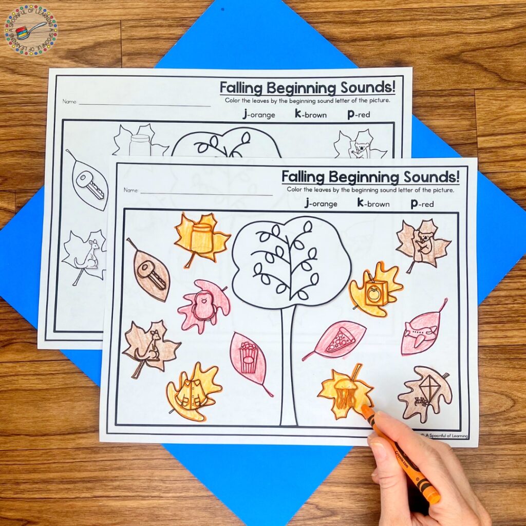 Falling Beginning Sounds Activity