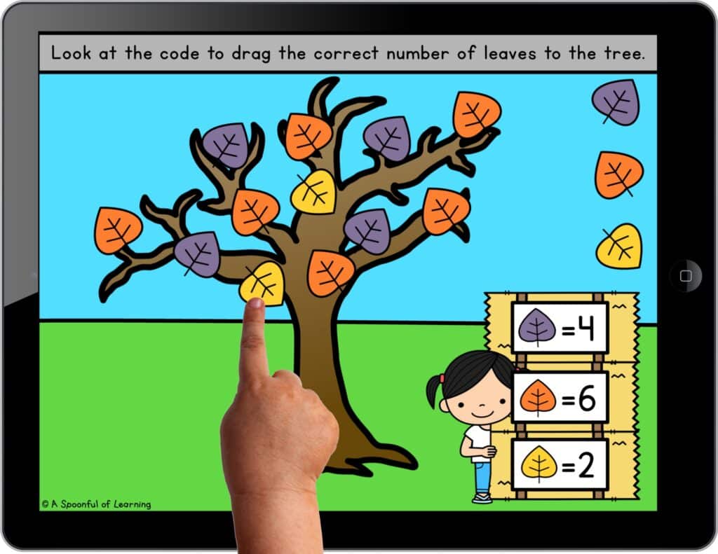 Adding leaves to a tree with a digital activity