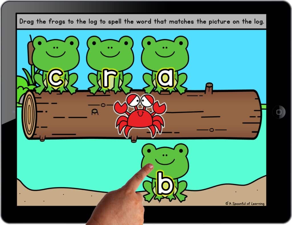 Frogs on a log kindergarten digital activity