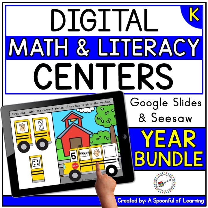 Digital math and literacy centers Year Bundle