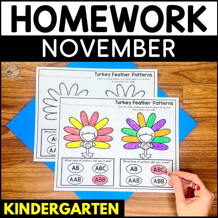 November Homework for Kindergarten