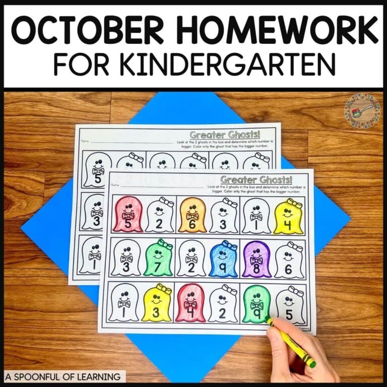 October homework for kindergarten