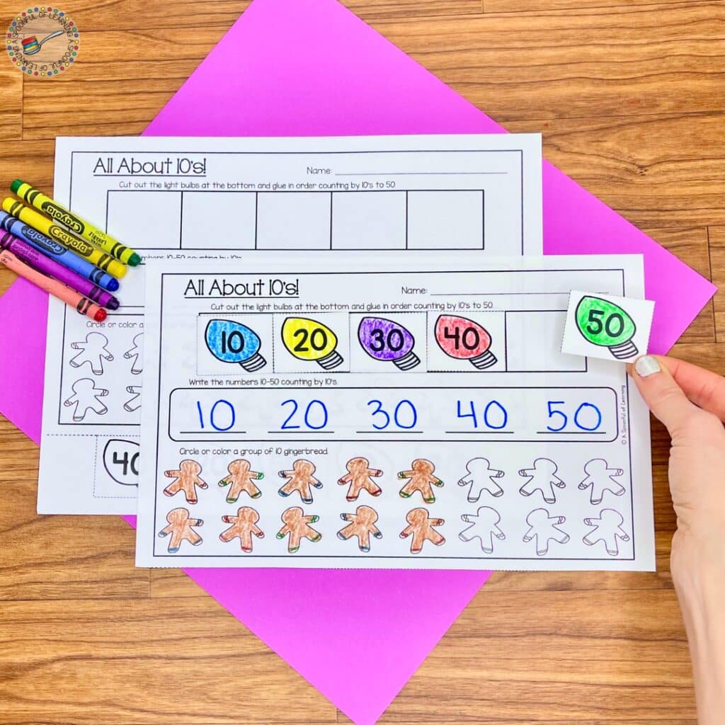 Counting by 10 math practice worksheet