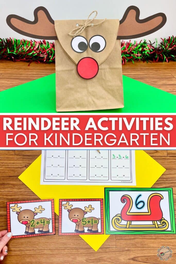 Reindeer activities for kindergarten - pin image that you can add to Pinterest