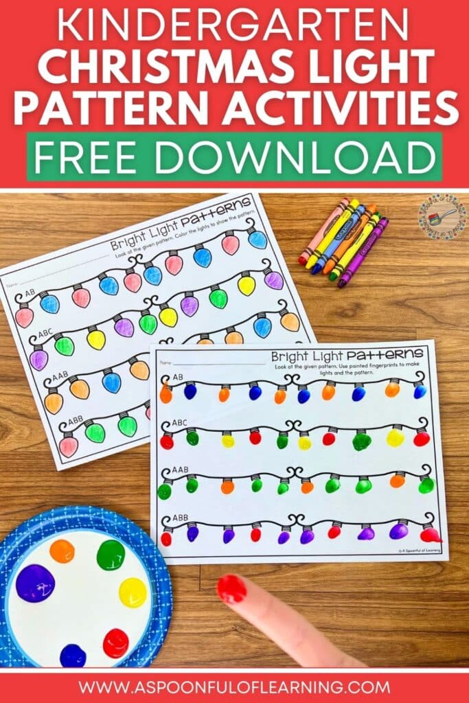 Kindergarten Christmas Light Pattern Activities for Kindergarten