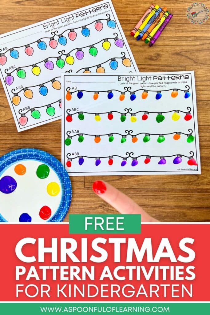 Free Christmas pattern activities for kindergarten