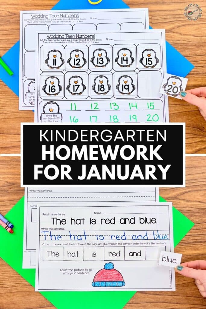 Kindergarten homework for January