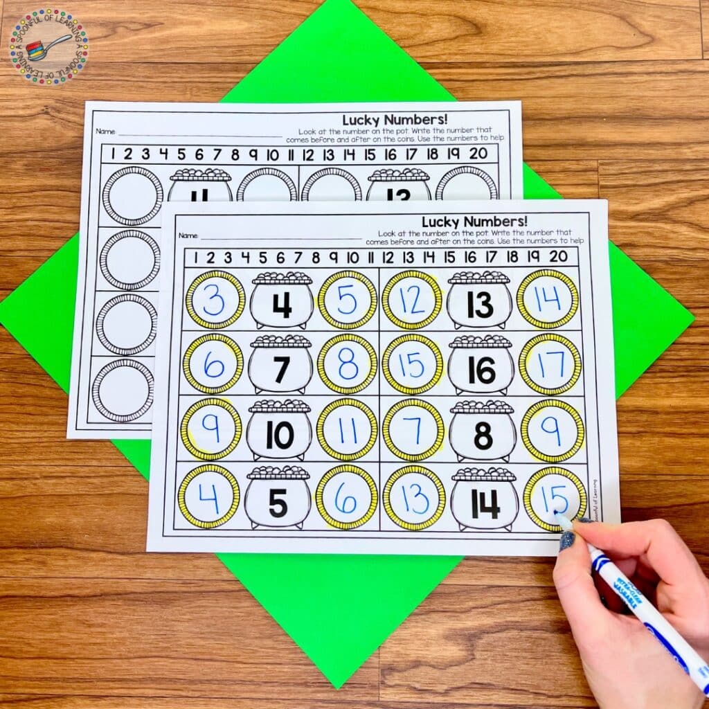 A gold coin themed number ordering activity