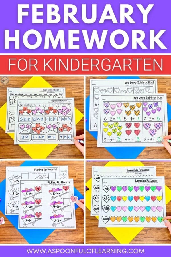 Kindergarten Homework for February - A Spoonful of Learning