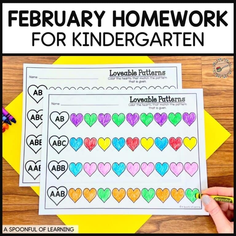 February Homework for Kindergarten