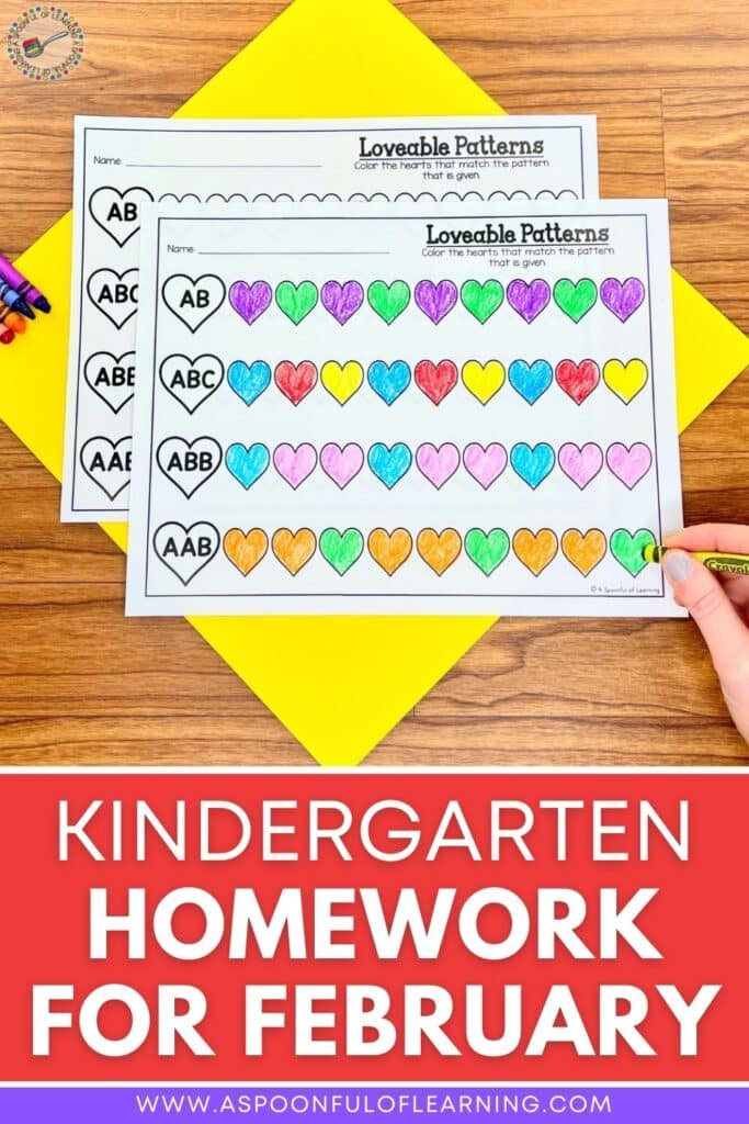 Kindergarten Homework for February