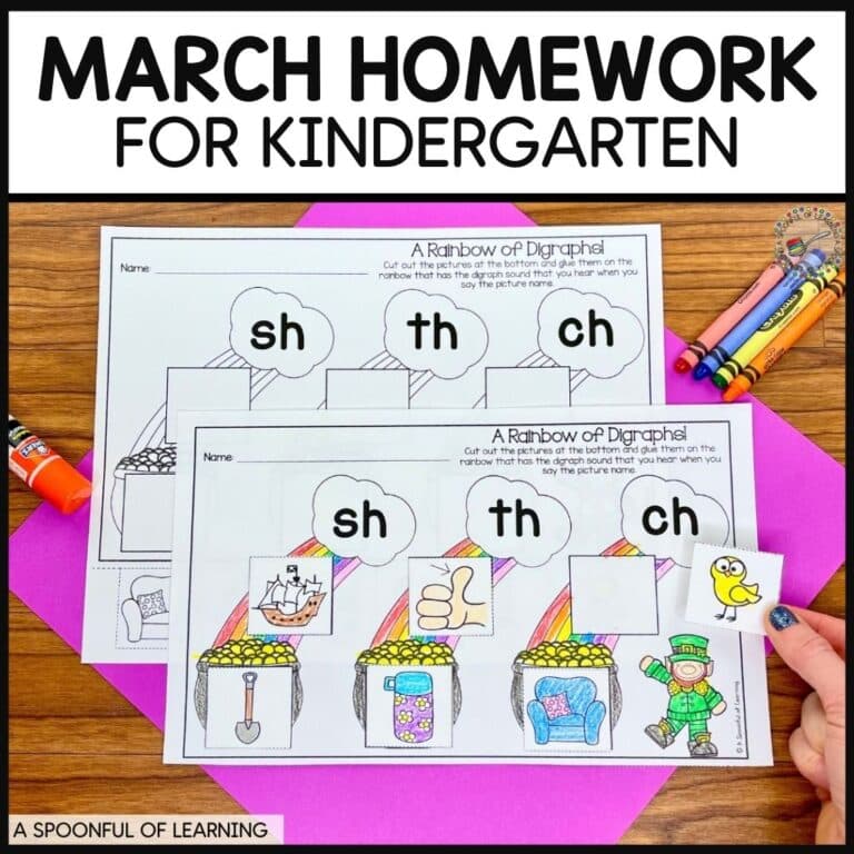 March homework for kindergarten