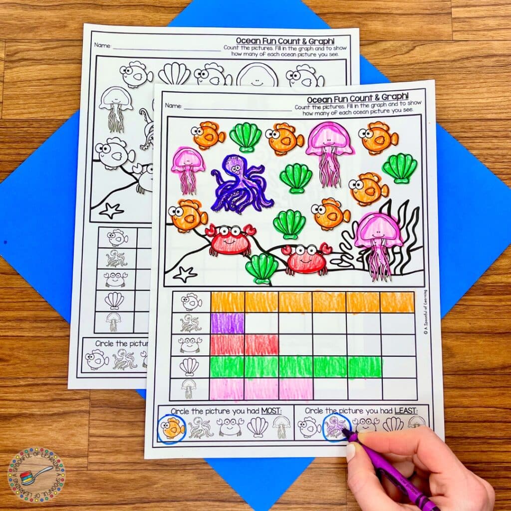 A fish-themed counting and graphing activity.