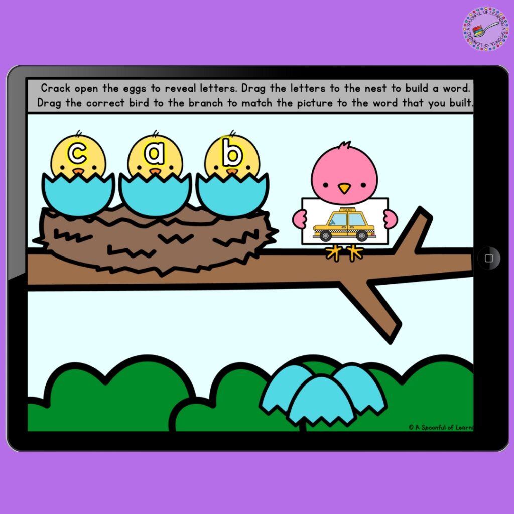 A bird-themed digital activity for literacy practice