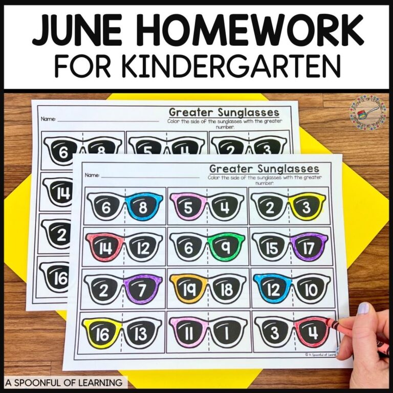 June Homework for Kindergarten