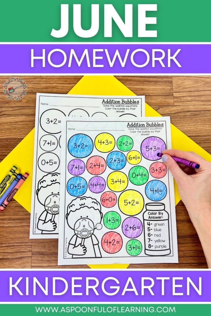 June Homework for Kindergarten - Pinnable Graphic