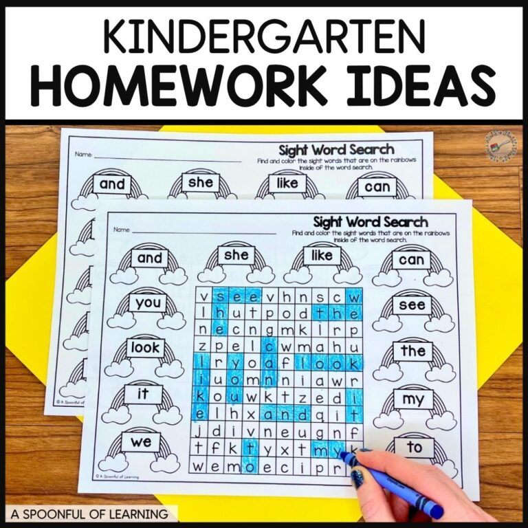 Kindergarten Homework Ideas