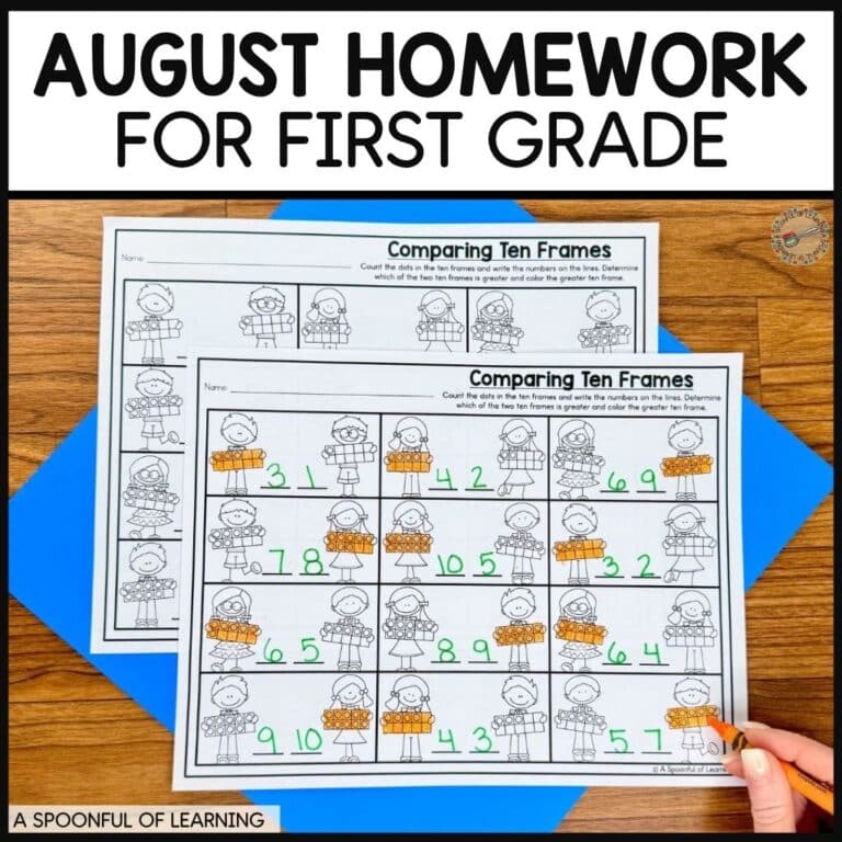 August homework for first grade