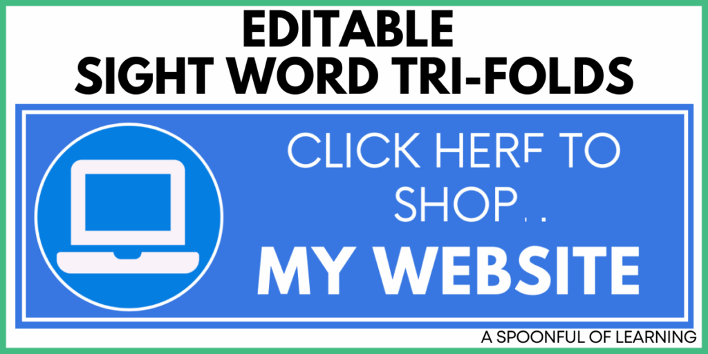 Editable Sight Word Tri-Folds - Click Here to Shop My Website