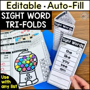 editable sight word tri-folds