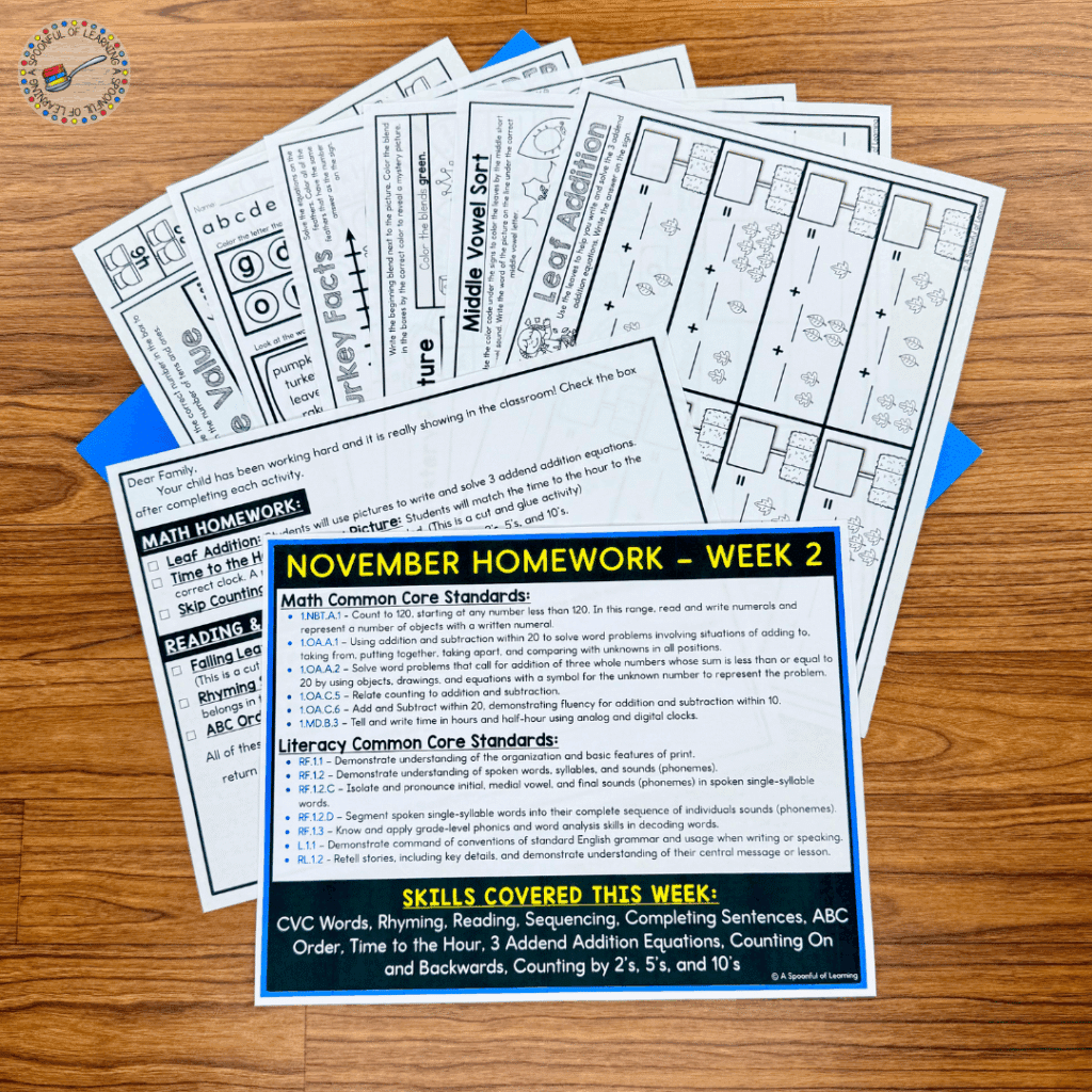 Homework worksheets and cover pages