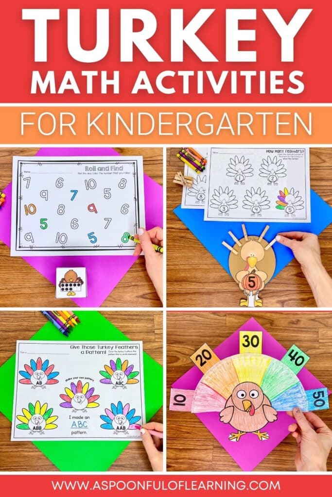 Turkey math activities for kindergarten