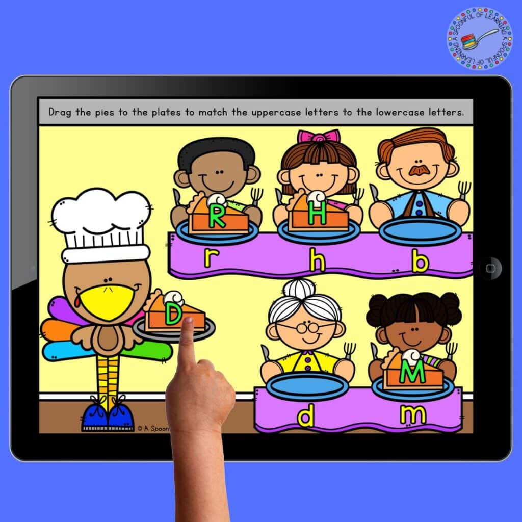 Dragging an uppercase letter to match a lowercase letter