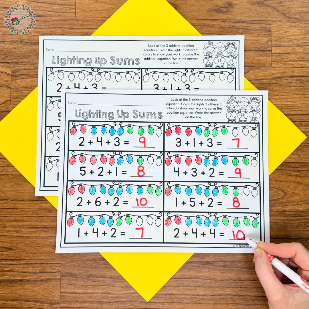 Christmas light addition sentences