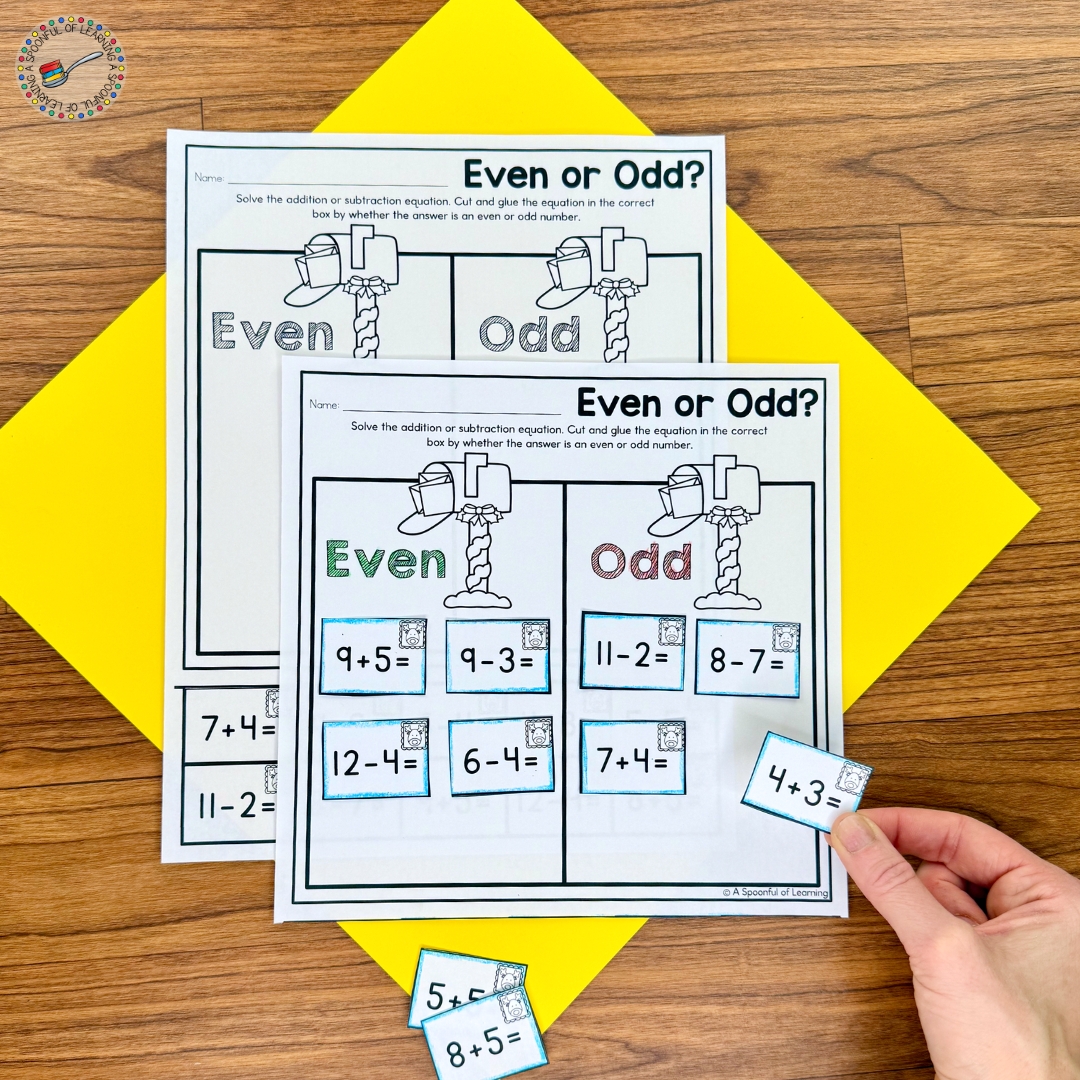 An odd and even number sorting activity