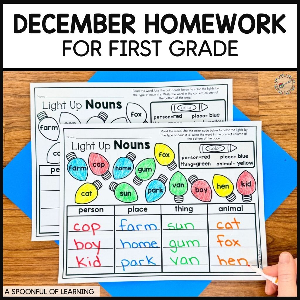 December homework for first grade