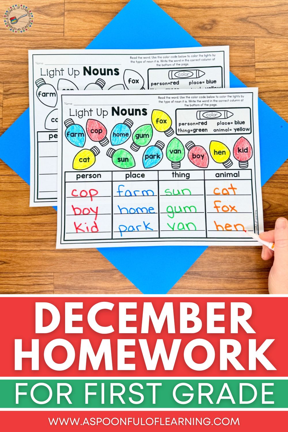 December homework for first grade