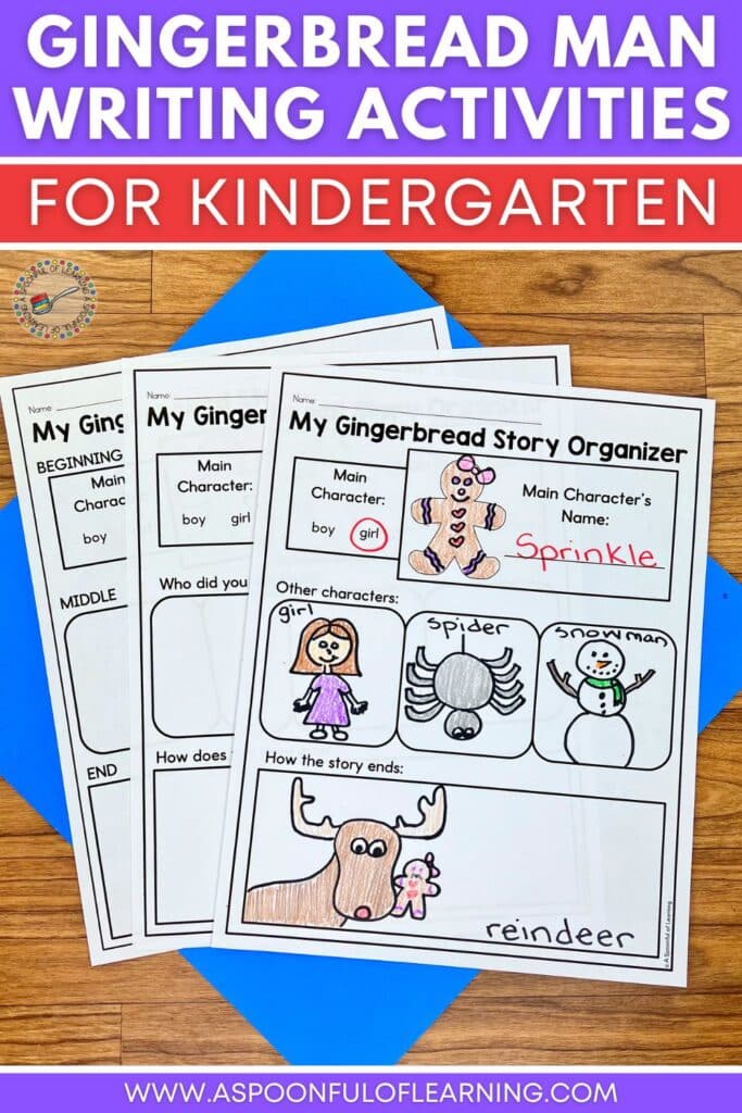 Gingerbread man writing activities for kindergarten